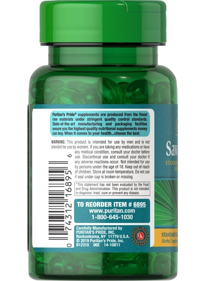 Puritan's Pride Saw Palmetto Standardized Extract 160 mg Softgels, 60 Count(Pack of 1) - Image 2